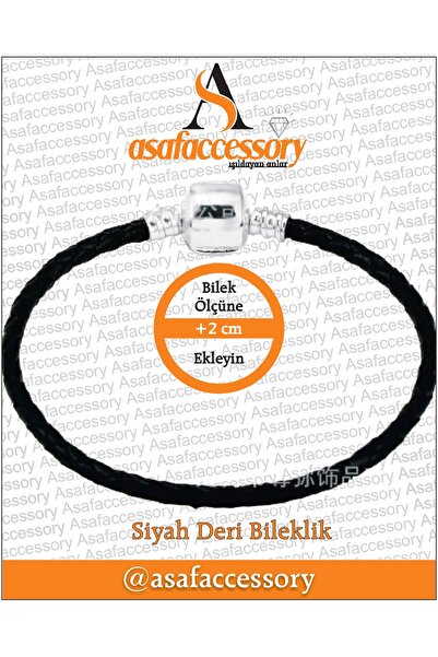 asaf Siyah moments deri bileklik ( charm takılabilir)
