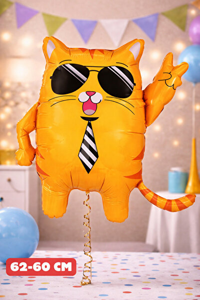 Baloncu Nene Kedi Folyo Balon Doğum Günü Folyo Balon Karekter Folyo Balon Çoc...