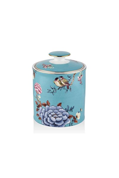 Joy Carmen FLORAL BLUE LARGE CANISTER WITH LID 12,5X16,5 CM