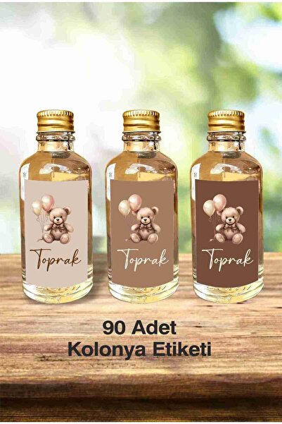 fırsatlar diyarı Ayıcık Tema Kolonya Etiketi - Parlak Kuşe Kesimli / 3x4,5 Cm...