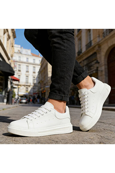 Tmall Pantofi sport bărbătești, din piele, B4074, albi