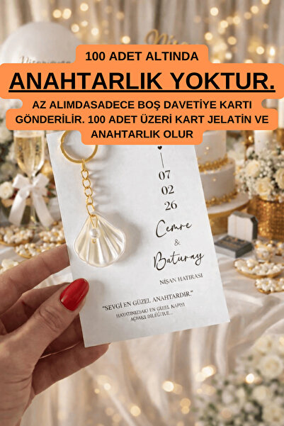 mihi hediyelik Kişiye Özel Davetiyeli İstiridye Anahtarlık - Söz Nişan Nikah ...
