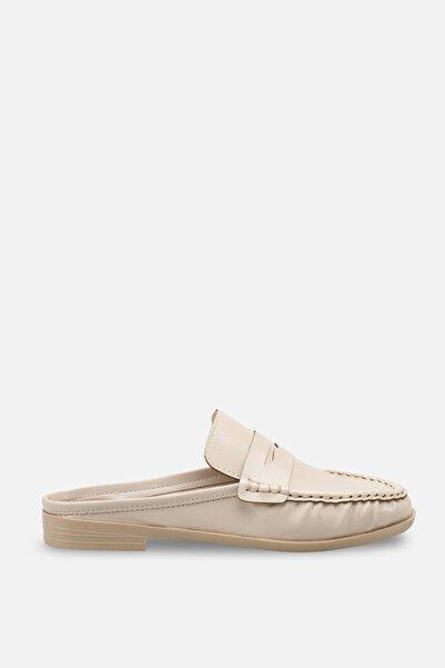 DELSOLERA Unisex Bej Rugan Önü Kapalı Düz Taban Rahat Şık Sabo Loafer Mokasen...