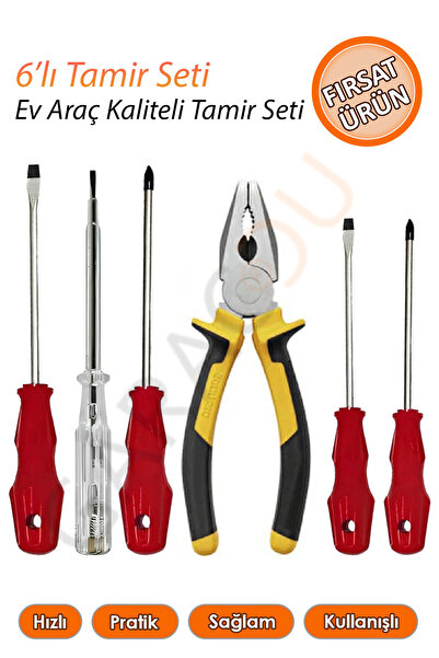 garaccu Kaliteli Ev Araç Tamir Seti 2 Yıldız 2 Düz Tornavida 1 Kontrol Kalemi...