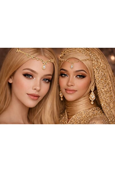 GlassySKY (ΧΡΥΣΟ) Ινδικό κόμμωμα/Στέμμα/Χανφού Αξεσουάρ Μαλλιών Χιτζάμπ για Γ...