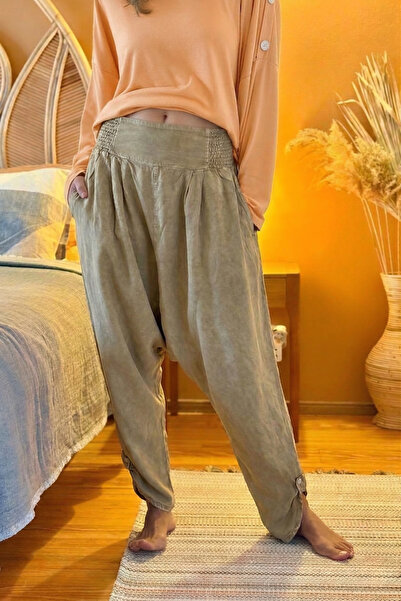 Güneşkızı Χακί παντελόνι με τσέπες, πλενόμενο, μαλακό, με υφή μπροντέ, ελαστι...