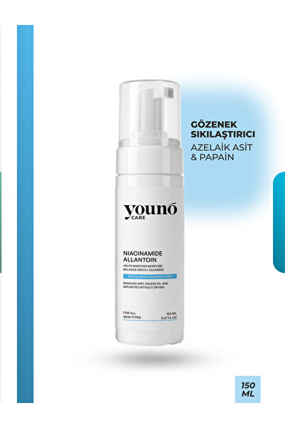 YOUNO CARE Niacinamide & C Vitamini Yüz Temizleme Köpüğü 150 ml | Akne Karşıt...