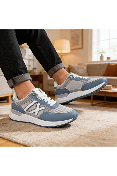 Tmall Pantofi sport bărbătești, din piele, B4070, albastru deschis