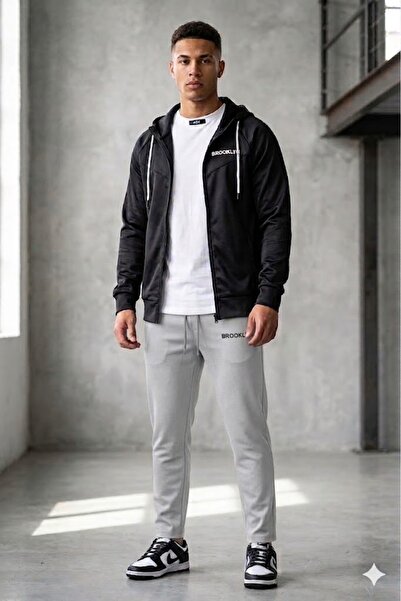 ByFourMan Σετ αθλητικής φόρμας Brooklyn Printed Scuba Grey Black