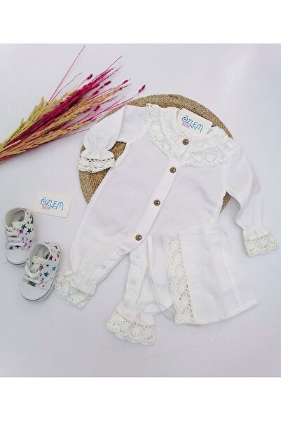 ÖZLEM BEBE Muslin Jumpsuit with Lace Embroidery Collar - 9-12 Months