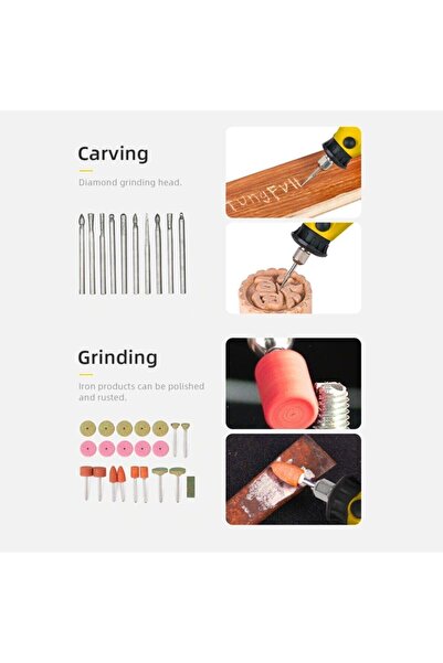 İBELTECH 350 Parça Çift Makinalı Çok Fonksiyonlu Gravür Oyma Dremel Taşlama Z...