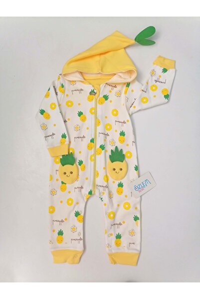 ÖZLEM BEBE Tiny Avocado Patterned Yellow Baby Romper Yellow