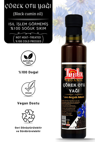 TİJDA Doğal Çörek Otu Yağı 250 ml – Soğuk Sıkım, Saf ve Katkısız