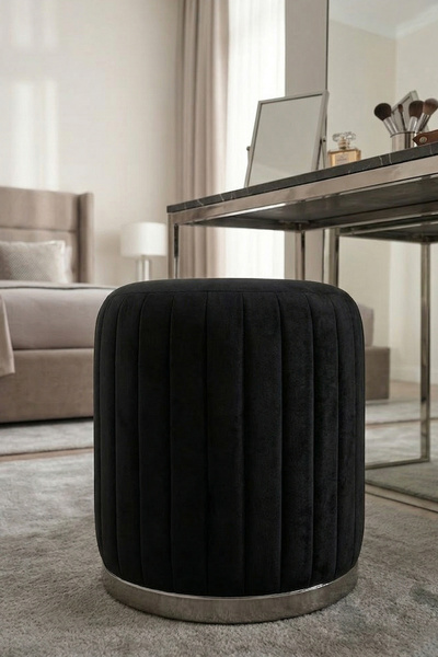 Zem Long Line Puf, Siyah Silver