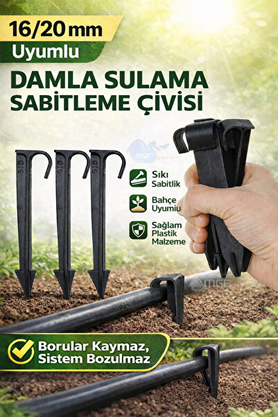 MGF PLAST Mgf 16mm. 150 Ad. X Boru Sabitleme Kazığı (15cm) Damla Sulama - Dam...