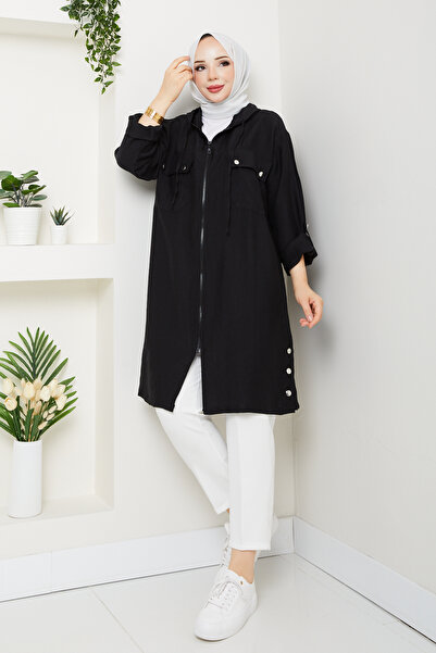 Pamuk Butik Women's Hooded Wear and Go Cap with Top Pocket