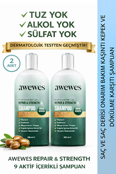 awewes Argan Oil Keratin Moisturizing Repairing Shampoo – Sls/Sles Free 400 ml