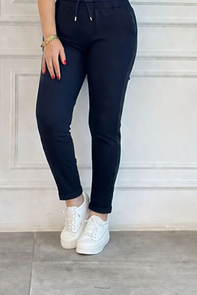 yb yağmur butik Παντελόνι μεγάλου μεγέθους με ελαστική μέση και διπλό μπατζάκι