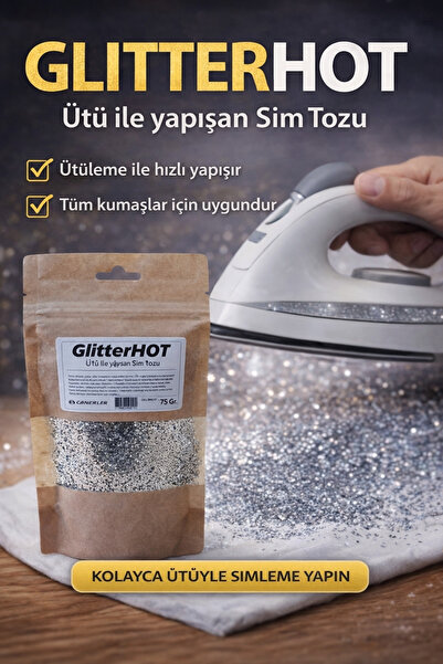 CANERLER ÜTÜ İLE YAPIŞAN GÜMÜŞ TOZ SİM | 1mm | 75 gr Isı Ile Yapışan Sim
