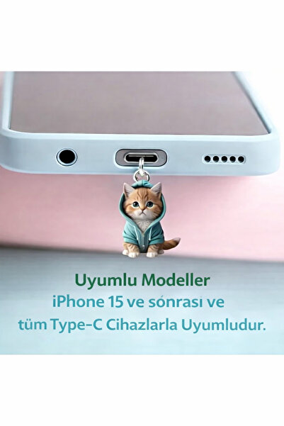MixmioLife Sevimli Kedi Desenli Type-C Toz Koruma Tıpası - Ps5, Tablet ve Tel...