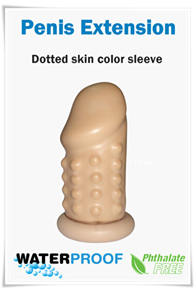 Gerçekçi dokulu özel tasarım 70 mm damarlı dolgulu uzatmalı tırtıklı mega boy ten rengi penis kılıfı