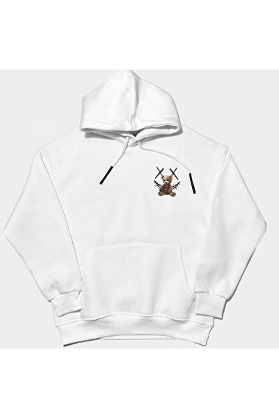 vulgariromania Ανδρικό Υπερμεγέθες Λευκό Φούτερ με Κουκούλα – Με Στάμπα Αρκου...