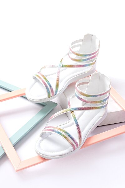 Slipcat Κοριτσίστικα άνετα πέδιλα καλοκαιρινής σόλας με ασημί πλεξούδα με φερ...