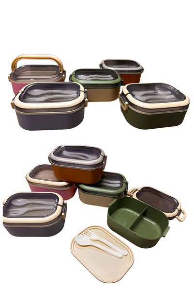 SUPERPUP Lunch Box Blue Diet Nutrition Box Storage Container Lunch Box with Fork and Spoon