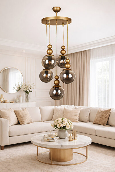 VENON Snowman 5-Piece Pendant Lamp ❤️   Antique Body with Smoked Glass ❤️ Cei...