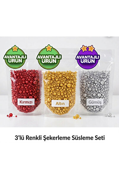 By Paster 3 lü Set Festival Draje/Şeker -Kirmizi-Altin