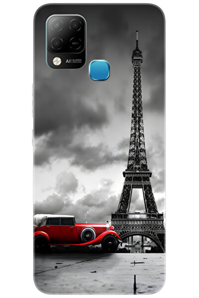 Ceppare iNfinix Hot 10T (X689C) Uyumlu Kılıf Desenli Silikon Eyfel Kulesi Kır...