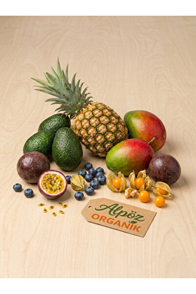 ALPÖZ ORGANİK TROPİKAL SEPET (1Kg Avokado,1 Ananas,2 Mango,250Gr Yaban Mersin...