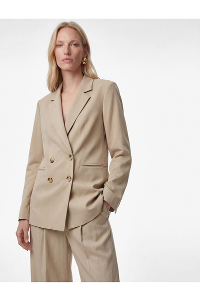 Koton Viscose Buttoned Pocket Detailed Long Sleeve Double Breasted Collar Bla...