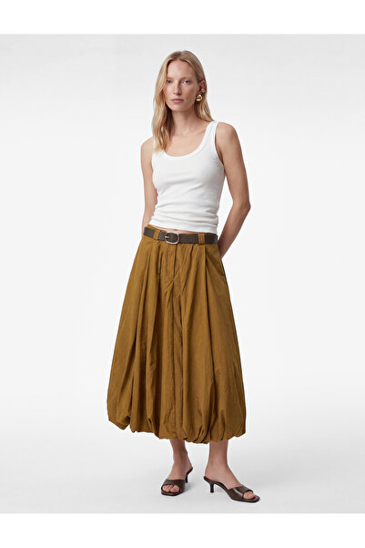 Koton Ψηλόμεση υφασμάτινη μίντι φούστα μπαλόνι με λεπτομέρεια ζώνης στη μέση