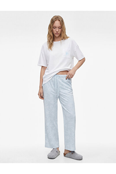 Koton Σετ πιτζάμες με σχέδια, κοντομάνικο, φαρδιά γραμμή, από βισκόζη