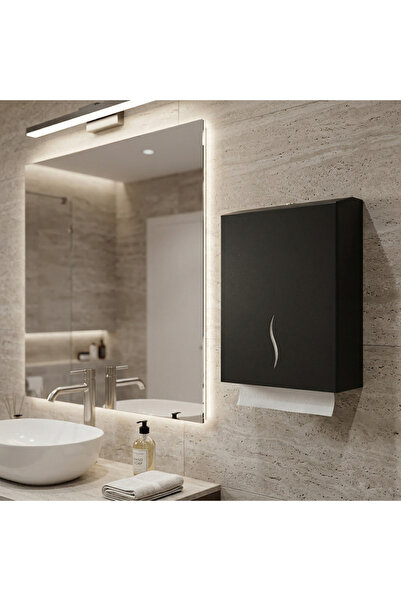 Zethome 400 Ανοξείδωτο Z Πτυσσόμενο Διανομέα χαρτοπετσέτας Μαύρο