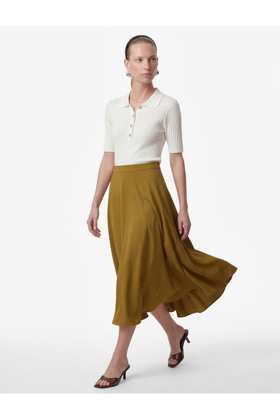 Koton Πλεκτό πουλόβερ από βισκόζη με κοντό μανίκι και γιακά πόλο με κουμπιά