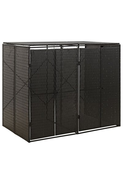 Concept Magazie de pubele dublă, negru, 140x80x117 cm, poliratan