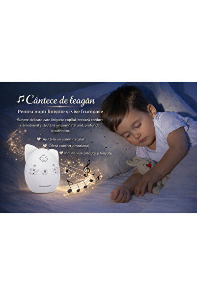 ViraProH Baby Monitor Audio V30, 2.4GHz, Muzica, Comunicare Bidirectionala, Detectare Plans, Raza 250 m, Alb