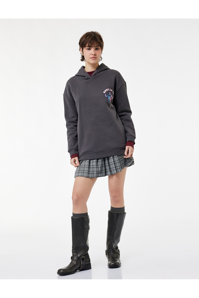 Koton Fleece-Lined Stitch Licensed Printed Long Sleeve Hooded Oversized Sweat...