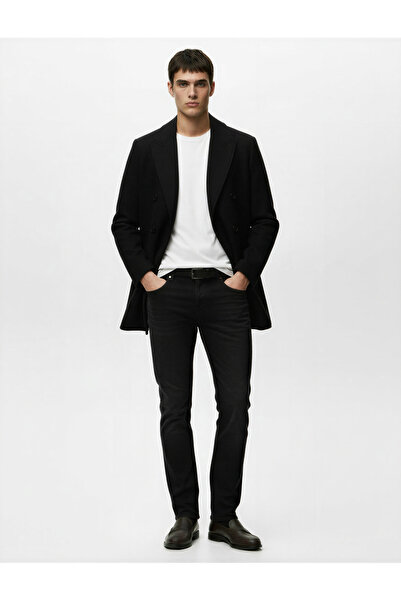 Koton Μακρυμάνικο παλτό με κουμπιά διπλό πέτο με γιακά και μακρύ κασετίνι