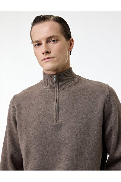 Koton Long Sleeve Regular Fit Basic Half Zip Knit Sweater