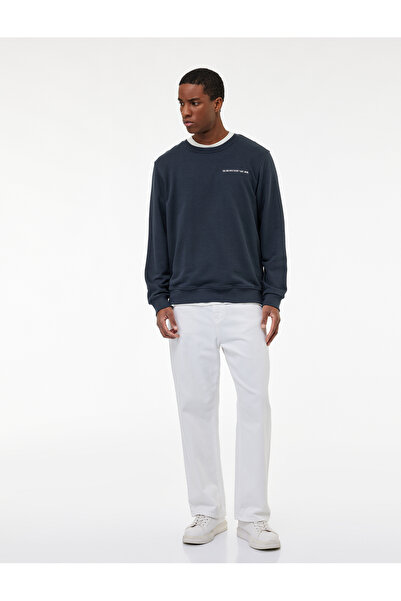 Koton Regular Fit Long Sleeve Basic Crew Neck Printed Sweatshirt