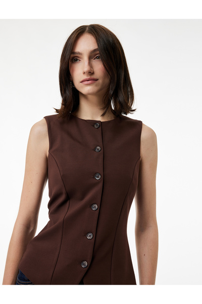 Koton Vestă cu decolteu în V cu nasturi slim fit