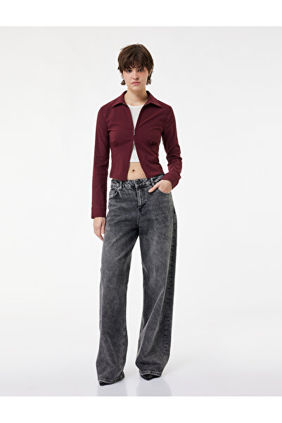 Koton Πουκάμισο με μακρύ μανίκι με λεπτομέρεια κορσέ με φερμουάρ