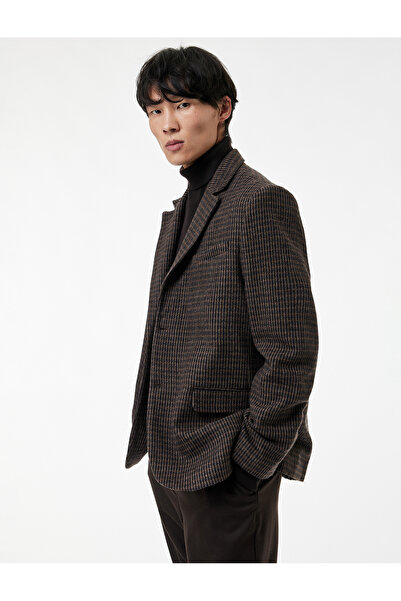 Koton Long Sleeve Wool Blend Buttoned Pocketed Double Breasted Lapel Blazer J...
