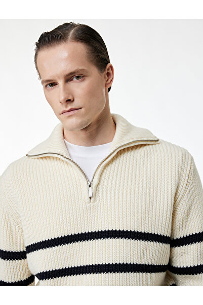 Koton Χειμερινό πλεκτό πουλόβερ με μισό φερμουάρ