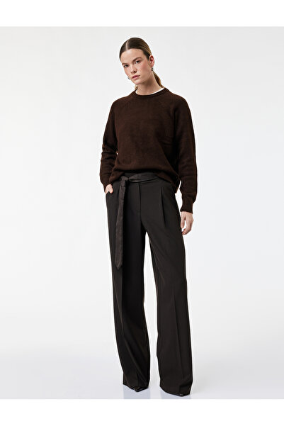 Koton Wide Leg Pants with Pockets and Belt Detail Palazzo Pants