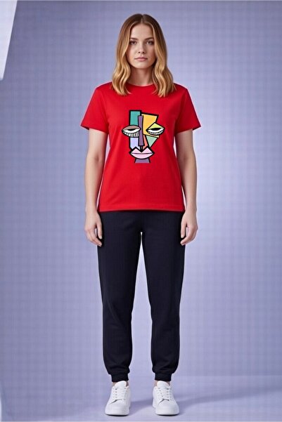 x-compass life Unisex Oversize T-Shirt & Sweatpants Set – Modern Abstract Fac...