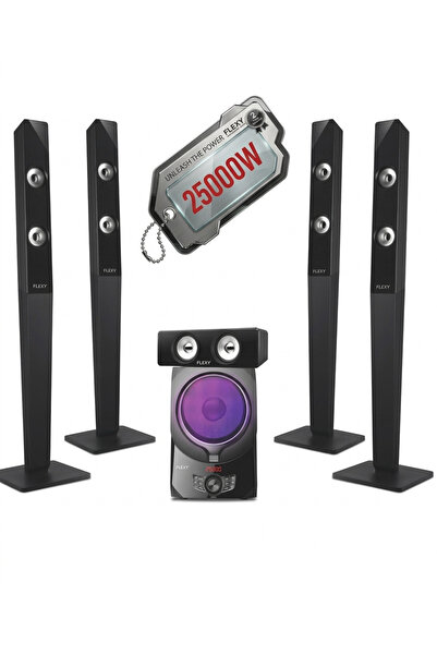 flexy نظام مسرح منزلي 5.1: 25000 واط PMPO، دولبي ديجيتال، بلوتوث، ميكروفون مز...